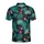 Seamless Edge-to-Edge Black Cat Golden Eye Tropical Leaf Hibiscus Fabric Print Teal Aqua Pink Men's Polo Shirt (Lightweight) - 2