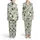 Women's Whimsical Black Cat Botanical Pajama Set: Sage Floral Silhouette Sleepwear Satin Pajamas Set - 1