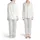 Various Sized Flat White Pearls Seamless Irregular Scatter Pattern Off-White Cream Base Satin Pajamas Set - 1