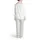 Various Sized Flat White Pearls Seamless Irregular Scatter Pattern Off-White Cream Base Satin Pajamas Set - 3