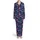 Deep Navy Christmas Ho Ho Ho Gift Box Candy Cane Snowflake Lights Stars & Berries Satin Pajamas Set - 2