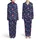 Deep Navy Christmas Ho Ho Ho Gift Box Candy Cane Snowflake Lights Stars & Berries Satin Pajamas Set - 1