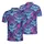 Neon Blue Skulls Glowing Eyes, Cyan Swords, Palm Leaf Mosaic Edge-to-Edge Print Men's Polo Shirt (Lightweight) - 1