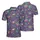 Mardi Gras Masks Conga Drums Coconut Palms Purple Green Pink Yellow Dot Mosaic Design Men's Polo Shirt (Lightweight) - 1