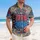 America 250th 1776-2026 Stars Laurel Tropical Scrollwork Motif Deep Charcoal Short-sleeve Hawaiian Shirt - 4