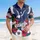 USA 250th Anniversary Bald Eagle Hibiscus Palm Leaf Patriotic Commemorative Short-sleeve Hawaiian Shirt - 4