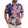 America 250th Anniversary USA 250 Flag Stars Checkered Bow Tropical Flowers Navy Short-sleeve Hawaiian Shirt - 1
