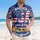 America 250th Celebration: Distressed USA Flag Watercolor Stitched, 1776-2026 Gold Navy Short-sleeve Hawaiian Shirt - 4