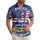 America 250th Celebration: Distressed USA Flag Watercolor Stitched, 1776-2026 Gold Navy Short-sleeve Hawaiian Shirt - 1