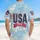 USA 250th Anniversary Tropical Star-Spangled USA 1776 Crimson Flag Design Short-sleeve Hawaiian Shirt - 5