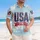 USA 250th Anniversary Tropical Star-Spangled USA 1776 Crimson Flag Design Short-sleeve Hawaiian Shirt - 4