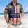 USA 250th Birthday Distressed Flag Tropical Palm Gold Scrollwork Stars Short-sleeve Hawaiian Shirt - 4
