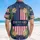 USA 250th Birthday Distressed Flag Tropical Palm Gold Scrollwork Stars Short-sleeve Hawaiian Shirt - 5