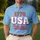 America 250th Anniversary 1776 USA 2026 Patriotic Stars Tropical Denim Blue Men's Polo Shirt (Lightweight) - 4