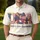 America 250th Vintage Patriotic USA Patchwork Emblem Gold Outline Multi-Fabric Bow Men's Polo Shirt (Lightweight) - 4