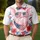 USA 250th Anniversary Pig: Flag Bandana, Bubble Gum, Hibiscus, Plumeria Scroll Men's Polo Shirt (Lightweight) - 4