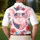 USA 250th Anniversary Pig: Flag Bandana, Bubble Gum, Hibiscus, Plumeria Scroll Men's Polo Shirt (Lightweight) - 5