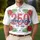 America 250th Anniversary: Red Knit 250, Navy America Script, Tropical Patriotic Design Men's Polo Shirt (Lightweight) - 4