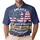 America 250th Celebration: Distressed USA Flag Watercolor Stitched, 1776-2026 Gold Navy Men's Polo Shirt (Lightweight) - 1