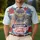 USA 250th Anniversary Emblem, Waving Flag, Liberty Bell, Tropical Patriotism Men's Polo Shirt (Lightweight) - 4