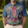 USA 250th Anniversary 1776 Freedom Tropical Americana Star Spangled Scrollwork Men's Polo Shirt (Lightweight) - 4