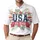 USA 250th Anniversary Patriotic Navy Crimson White Hibiscus Tropical Gold Scrollwork Men's Polo Shirt (Lightweight) - 1