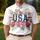 USA 250th Anniversary Patriotic Navy Crimson White Hibiscus Tropical Gold Scrollwork Men's Polo Shirt (Lightweight) - 4