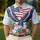 USA 250th Birthday Eagle Flight Flag Tropical Patriotic Hibiscus Design Men's Polo Shirt (Lightweight) - 4