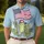 America's 250th Anniversary Frog In Red Cap US Flag Tropical Leaves Blue Jean Men's Polo Shirt (Lightweight) - 4