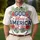 USA 250th: GOD Bless AMERICA 1776-2026 Navy Crimson Hibiscus Palm Design Men's Polo Shirt (Lightweight) - 4