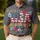 America 250th Anniversary USA Flag Scroll 1776 Freedom Crimson Gold Floral Men's Polo Shirt (Lightweight) - 4