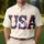 America 250th Anniversary USA Block Script Letters Hibiscus Palm Stars Men's Polo Shirt (Lightweight) - 4