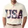 America 250th Anniversary USA Block Script Letters Hibiscus Palm Stars Men's Polo Shirt (Lightweight) - 1