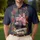 America 250th Anniversary Cross Flag Soldiers 1776 One Nation Under God Scroll Hibiscus Men's Polo Shirt (Lightweight) - 4