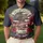 America 250th Anniversary Liberty Bell Distressed Flag Palm Hibiscus Emblem 1776-2026 Men's Polo Shirt (Lightweight) - 4