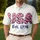 America 250th Est. 1776 Floral USA Crimson Daisy Blue Tropical Cream Design Men's Polo Shirt (Lightweight) - 4
