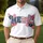 Patriotic America 250th Collegiate Wordmark Star Stripe Hibiscus Palm Men's Polo Shirt (Lightweight) - 4