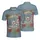USA 250th Anniversary Est 1776 Distressed Star Stripes Hibiscus Gold Scrollwork Men's Polo Shirt (Lightweight) - 3