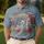USA 250th Anniversary Est 1776 Distressed Star Stripes Hibiscus Gold Scrollwork Men's Polo Shirt (Lightweight) - 4