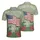 USA 250th Anniversary Flag: Tropical Hibiscus Americana Scrollwork 1776 Freedom Men's Polo Shirt (Lightweight) - 3