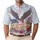 America 250th Birthday Patriotic Eagle Flag Tropical Hibiscus Stars Scrollwork Men's Polo Shirt (Lightweight) - 1