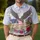 America 250th Birthday Patriotic Eagle Flag Tropical Hibiscus Stars Scrollwork Men's Polo Shirt (Lightweight) - 4