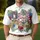 USA 250th Anniversary Freedom Banner Stars Stripes Crimson Rose Tropical Illustration Men's Polo Shirt (Lightweight) - 4