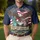 America 250th Birthday Eagle Liberty Statue Polo Santa Hat Emblem Men's Polo Shirt (Lightweight) - 4
