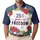 USA 250th Birthday Freedom Emblem: Tropical Hibiscus Palm Stars Men's Polo Shirt (Lightweight) - 1