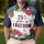 USA 250th Birthday Freedom Emblem: Tropical Hibiscus Palm Stars Men's Polo Shirt (Lightweight) - 4