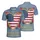 USA 250th Patriotic Heart Flag: Textured Gold Glitter Tropical Artwork Men's Polo Shirt (Lightweight) - 3