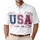 America 250th Birthday USA EST 1776 Patriotic Distressed Collegiate Tropical Celebration Print Men's Polo Shirt (Lightweight) - 1