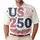 USA 250th Birthday Patchwork Appliqué Stars Hearts Gingham Wreath Patriotic Cream Men's Polo Shirt (Lightweight) - 1