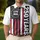 USA 250th Anniversary Distressed Flag 1776 2026 Tropical Crimson Black Stripes Men's Polo Shirt (Lightweight) - 4